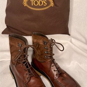 Tod's Men's Dark Brown Leather Lace-Up Boots